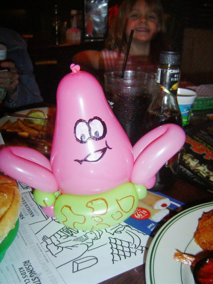 A large pink starfish character balloon from the Jasbo archive.